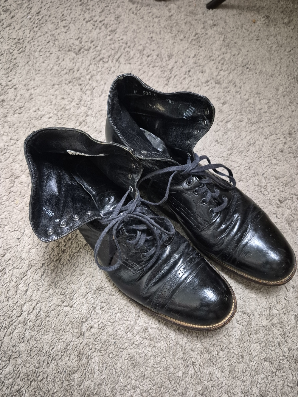 Stacy Adams Madison Cap Toe Boots Mens 9.5 Black Leather Lace Up Ankle Boots